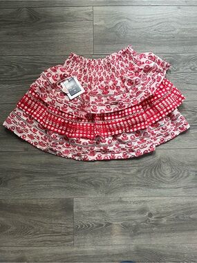NEW Roller Rabbit x Target Red White Floral Gingham Smocked Waist Tiered Mini XS